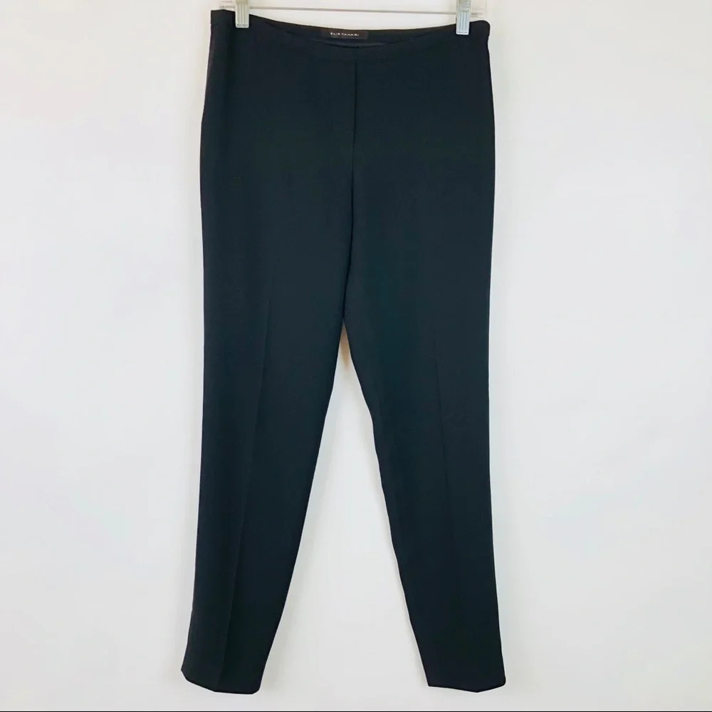 Elie Tahari Black Marcia Slim Leg Side Zip Pants 2‎
